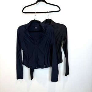 Lot Of 2 Old Navy Women's Small PowerSoft Full Zip Activewear Black & Navy Blue